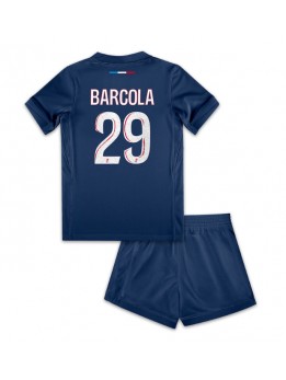 Paris Saint-Germain Bradley Barcola #29 Replika Hemmakläder Barn 2024-25 Kortärmad (+ byxor)